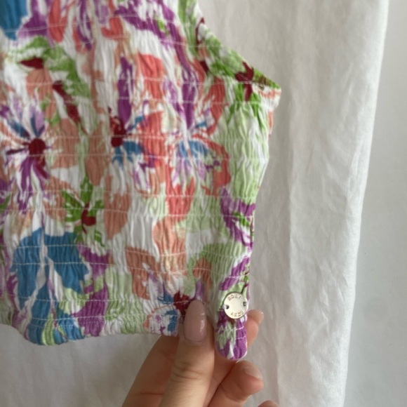 Roxy floral pualani sleeveless crop top smocked size Small - Picture 13 of 15